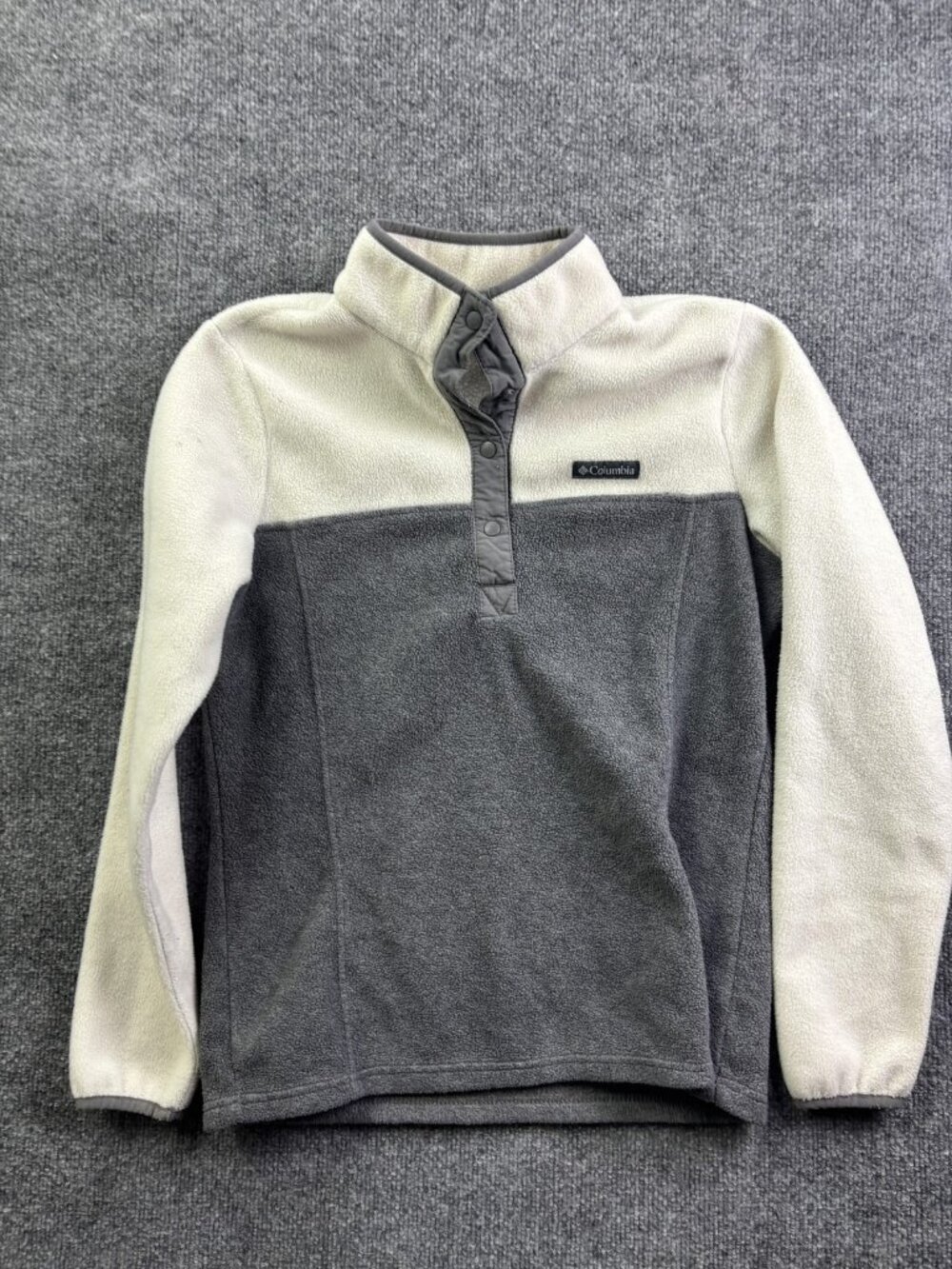 Columbia Jacket Womens Small Gray Fleece Snap Pullover Colorblock Mock Neck